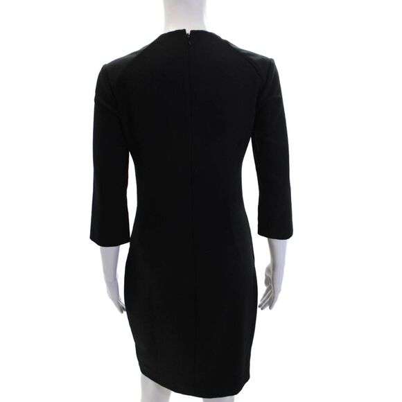 L'Agence Womens Pleated Waist Asymmetric Hem 3/4 Sleeve Dress Black Size 4 - Picture 3 of 7